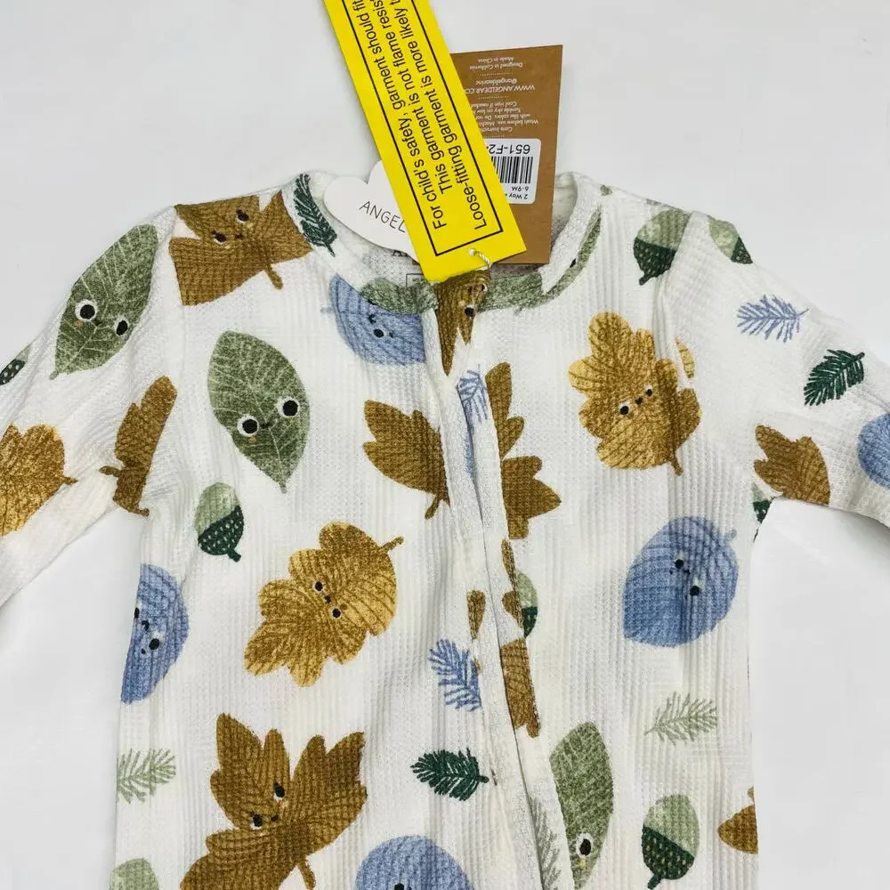 NWT Angel Dear 6/9M Cuddly Leaves PJs